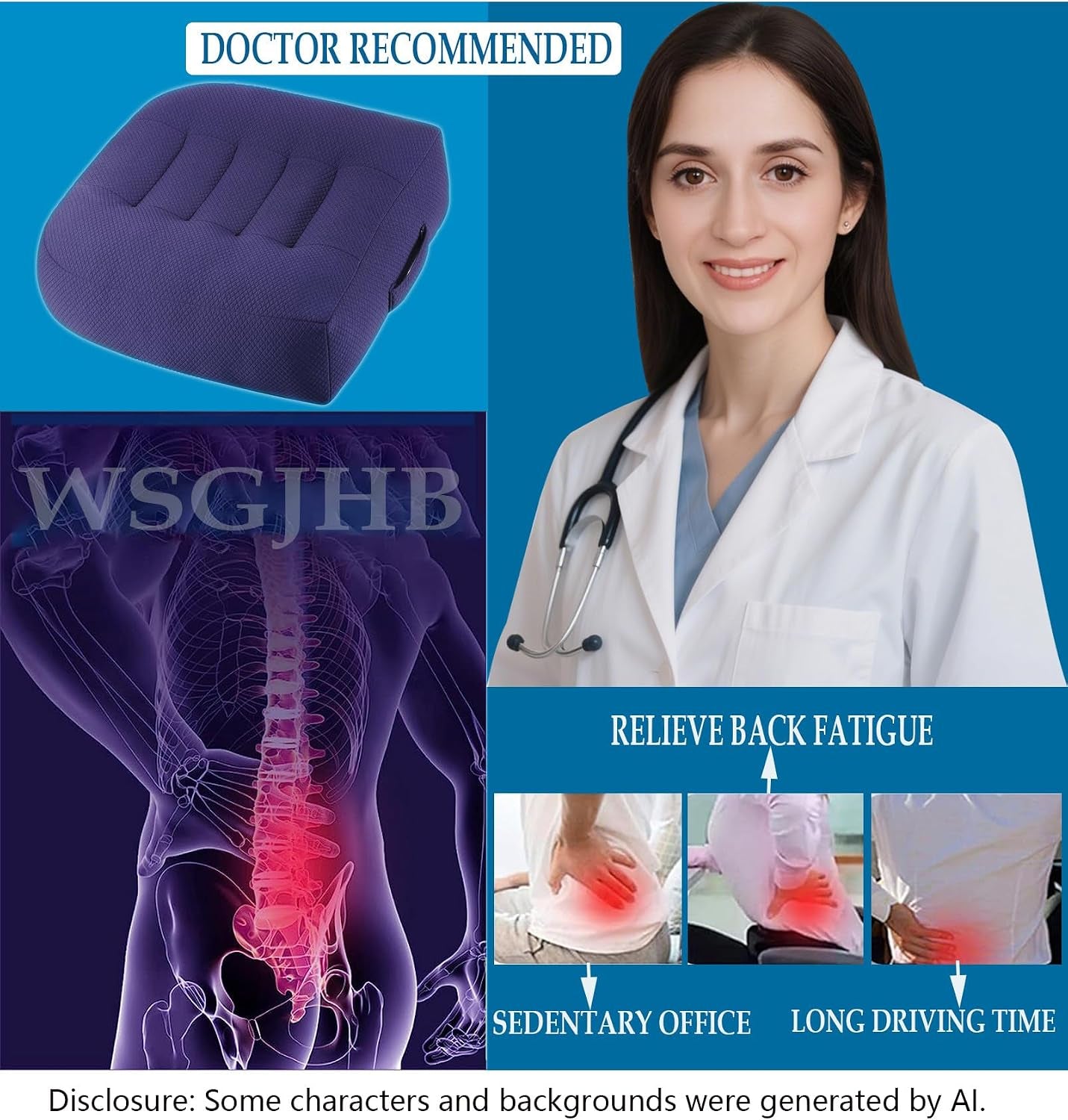Office Chair Cushion Pillow Adult Car Booster Seat Cushions | Seat Cushions for Short People Effectively Increase Field of View Lower Back Fatigue Relief, for Home Anti-Slip 18X18X4.7"