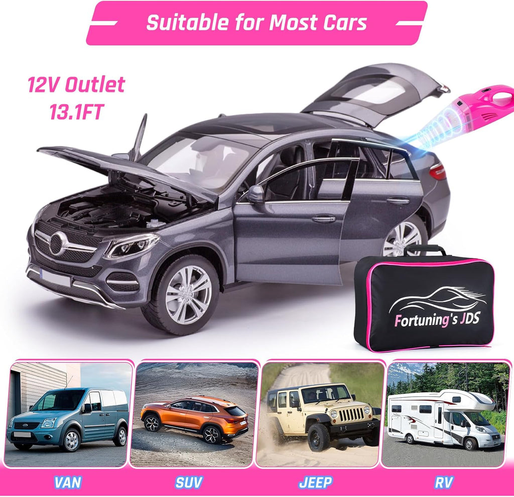 38PCS Car Detailing Kit Interior Cleaner with High Power Handheld Vacuum, Car Wash Kit with Detailing Brush Set,Car Interior Detailing Kit,,Pink Car Accessories for Motorcycle,Cars,Gift for Women