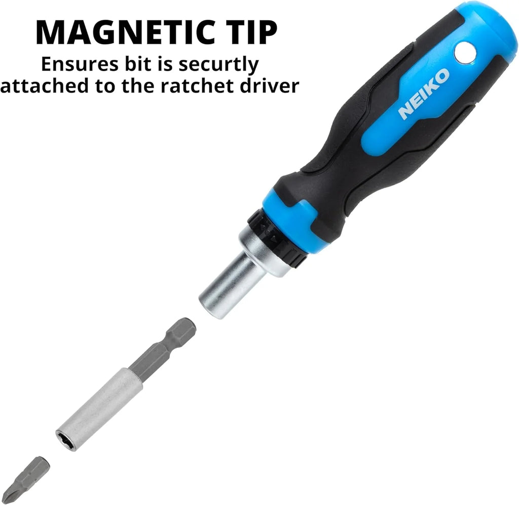 10082A Security Bit Set and Ratcheting Screwdriver | 101 Piece Set | Chrome Vanadium Steel | Screwdriver Bit Set Phillips, Tamperproof Torx Bits, & Flat | 1/4" Hex Shank Magnetic Bit Holder