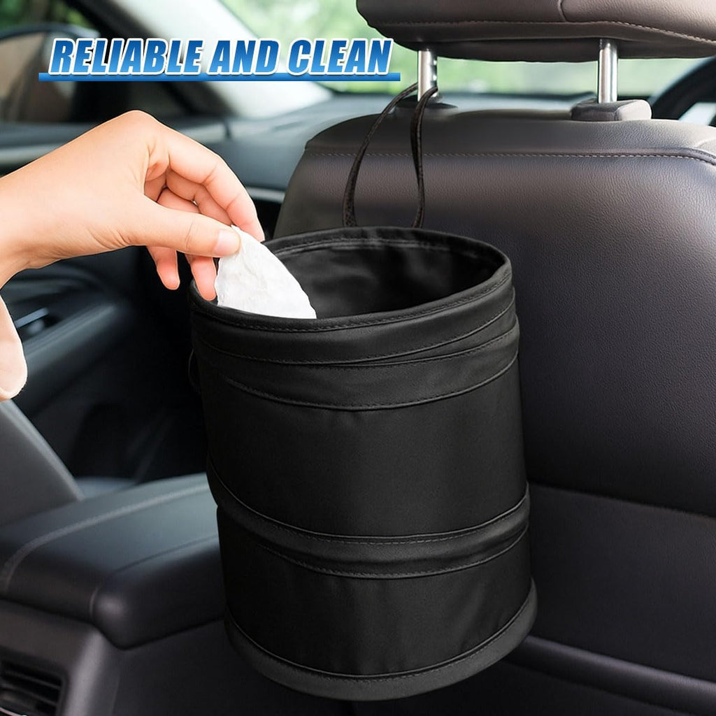 Revolutionize Your Ride with the 1.5 Gallon Collapsible Pop-Up Car Trash Can - The Ultimate Mini Portable Hanging Garbage Bin with Hook & Elastic Band for a Clean and Organized Vehicle!