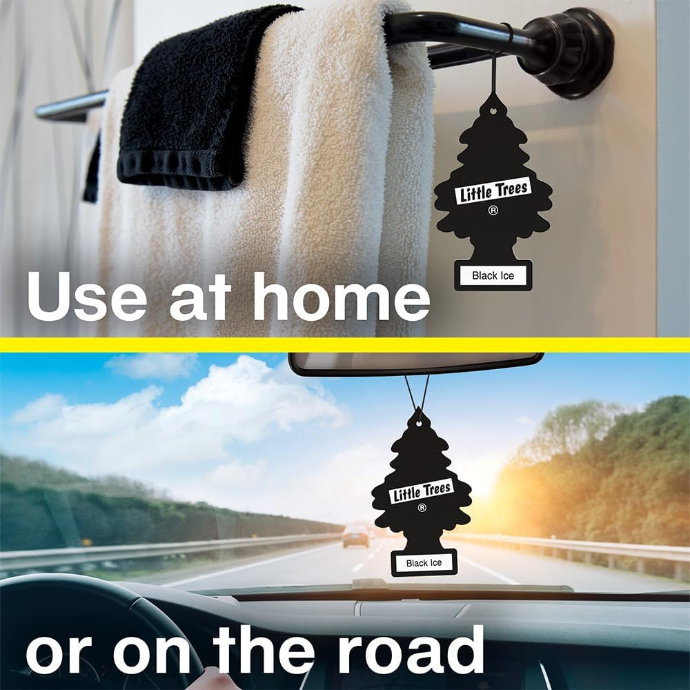 Transform Your Space with Little Trees Black Ice Air Freshener - Long Lasting Scent for Home and Auto - 24 Pack