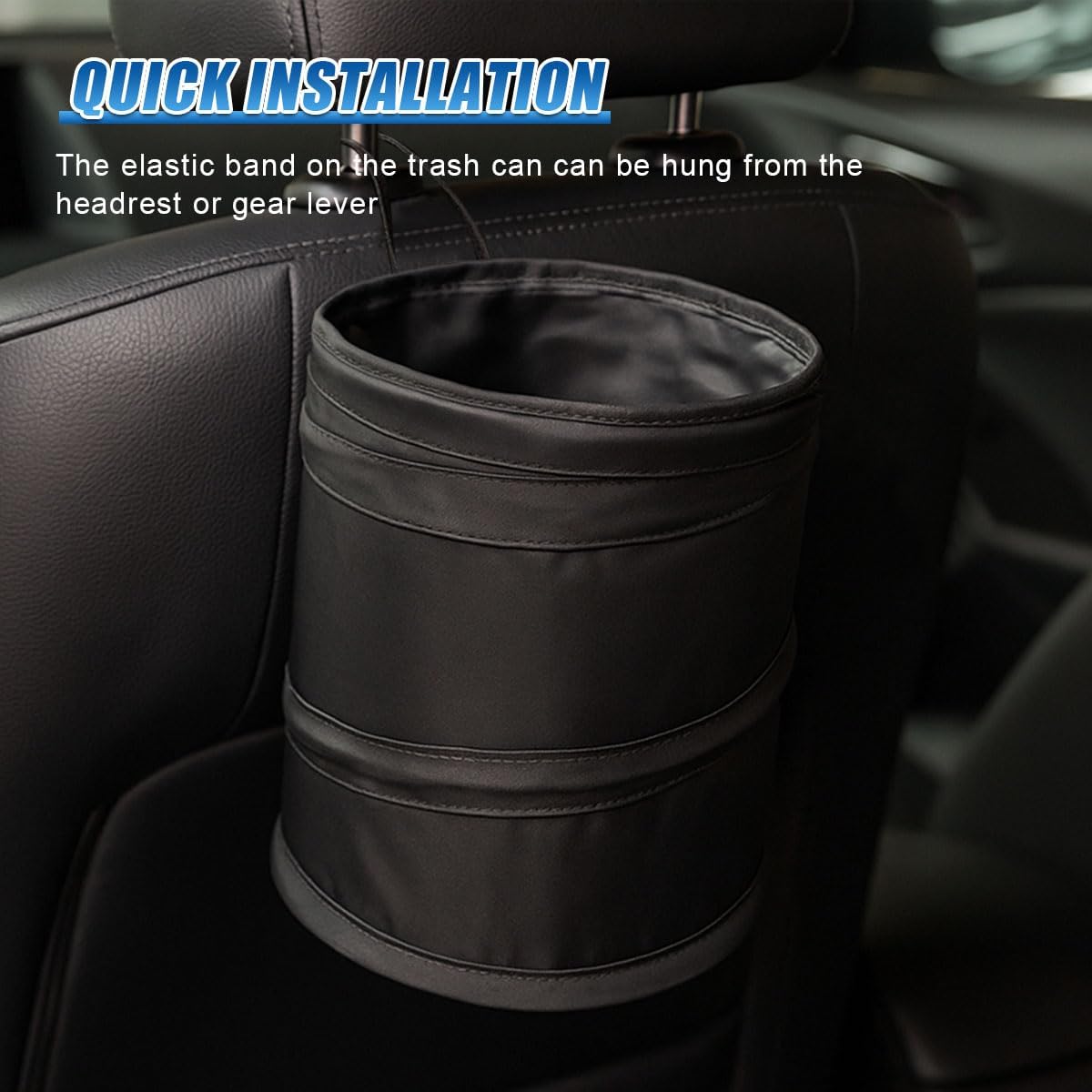 Revolutionize Your Ride with the 1.5 Gallon Collapsible Pop-Up Car Trash Can - The Ultimate Mini Portable Hanging Garbage Bin with Hook & Elastic Band for a Clean and Organized Vehicle!