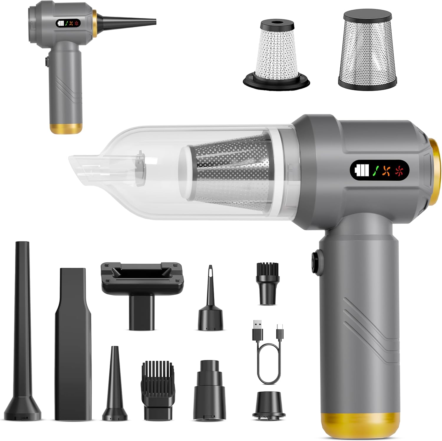Powerful 2-in-1 Handheld Cordless Vacuum Cleaner with 18000Pa Suction, 9 Extensions, and 7800mAh Battery for Ultimate Cleaning in Your Car, Home, and Pet Hair