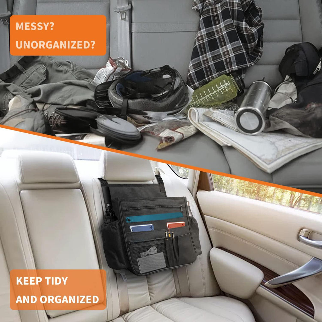 Ultimate Car Backseat Organizer - Versatile Hanging Storage Bag with Multiple Pockets and Cup Holders for Cars, Trucks, and SUVs