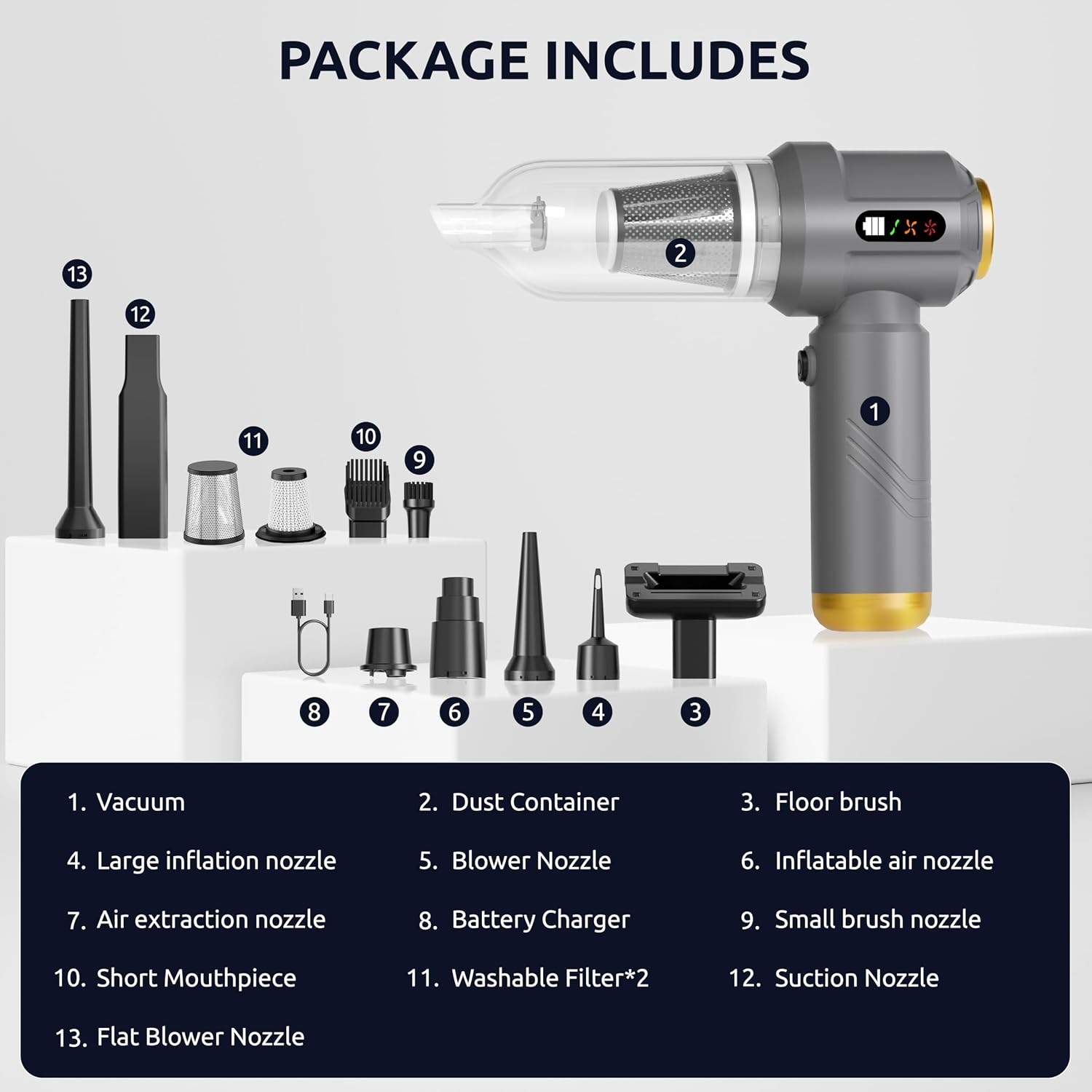 Powerful 2-in-1 Handheld Cordless Vacuum Cleaner with 18000Pa Suction, 9 Extensions, and 7800mAh Battery for Ultimate Cleaning in Your Car, Home, and Pet Hair