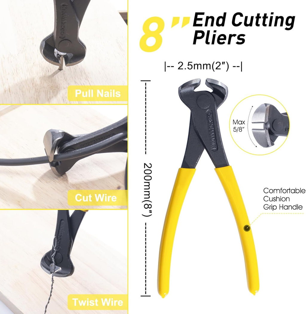 Ultimate 4-Piece Pry Bar Set: 12-Inch Utility Claw, 10-Inch & 7.5-Inch Flat Pry Bars, and 8-Inch Nail Puller for Effortless Baseboard and Floor Nail Removal in Vibrant Yellow 2026