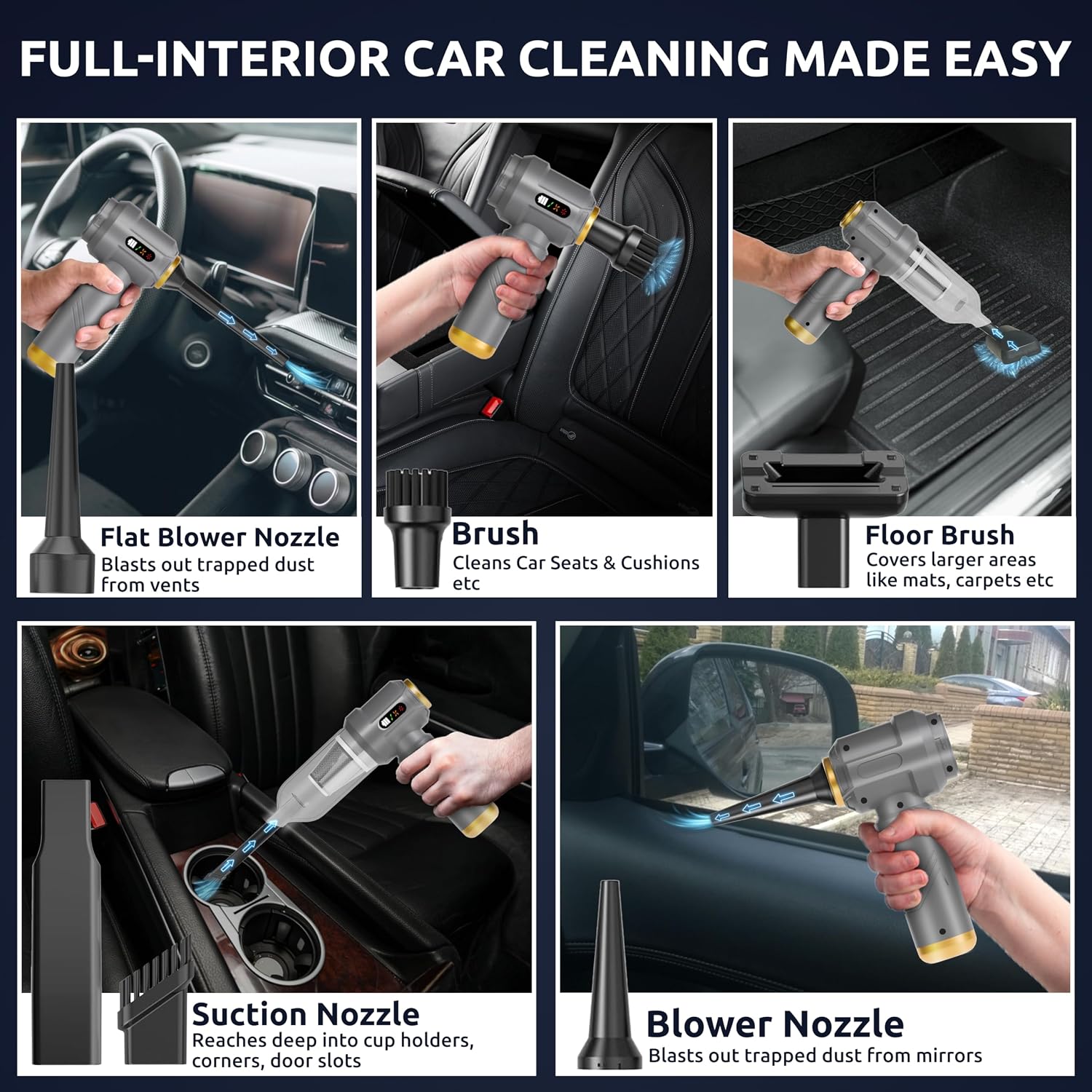 Powerful 2-in-1 Handheld Cordless Vacuum Cleaner with 18000Pa Suction, 9 Extensions, and 7800mAh Battery for Ultimate Cleaning in Your Car, Home, and Pet Hair