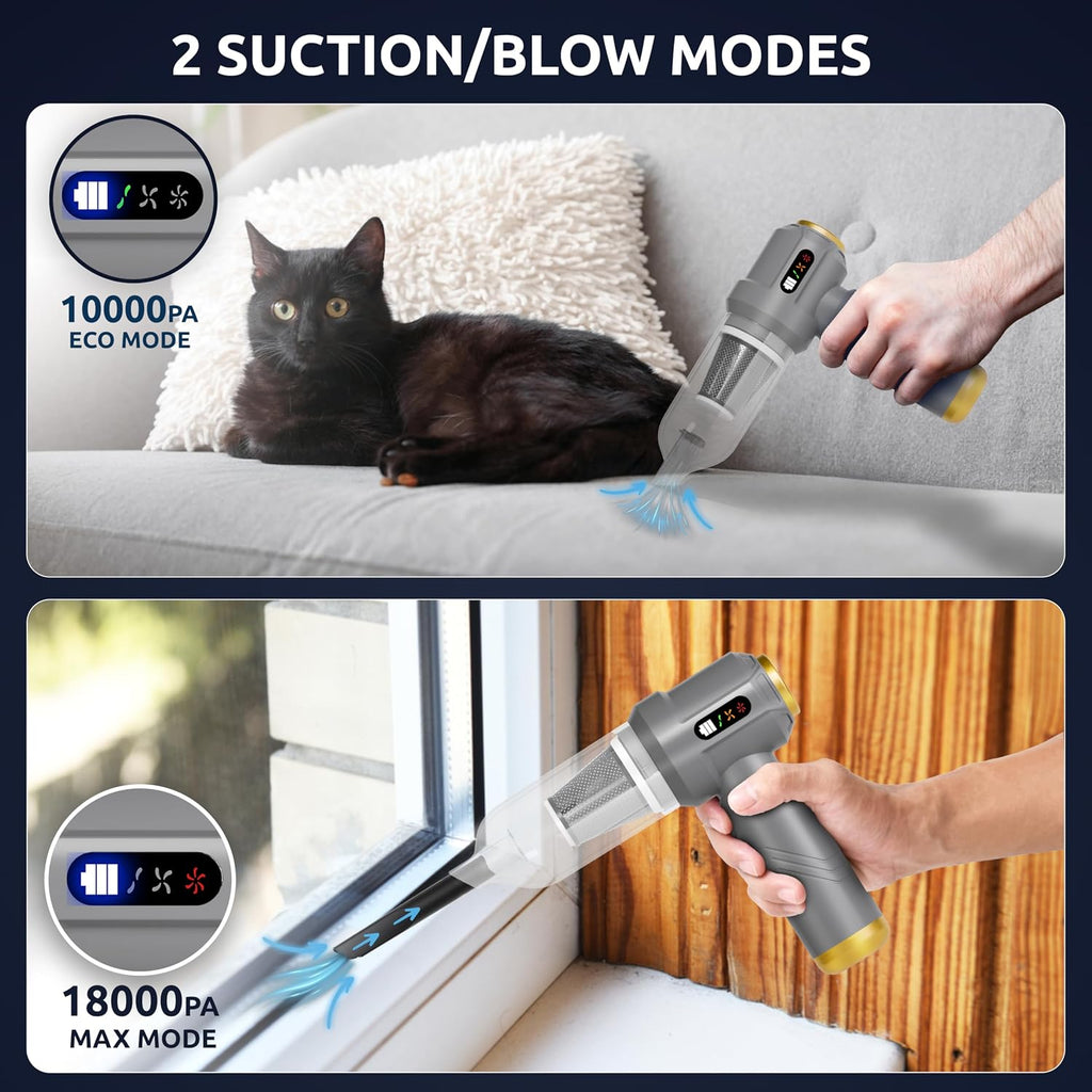 Powerful 2-in-1 Handheld Cordless Vacuum Cleaner with 18000Pa Suction, 9 Extensions, and 7800mAh Battery for Ultimate Cleaning in Your Car, Home, and Pet Hair