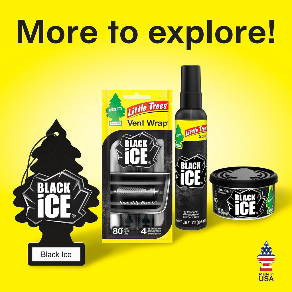 Transform Your Space with Little Trees Black Ice Air Freshener - Long Lasting Scent for Home and Auto - 24 Pack