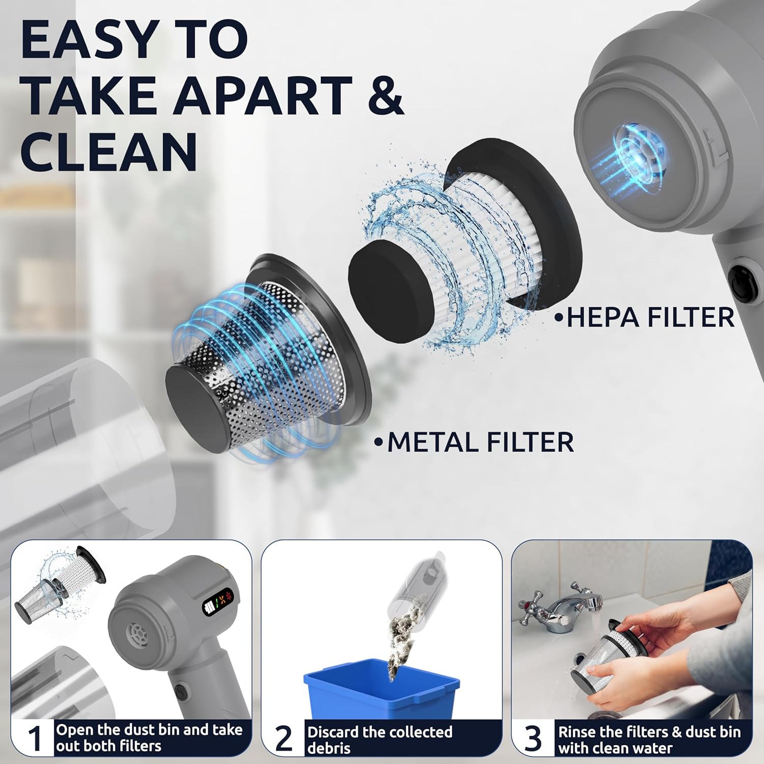 Powerful 2-in-1 Handheld Cordless Vacuum Cleaner with 18000Pa Suction, 9 Extensions, and 7800mAh Battery for Ultimate Cleaning in Your Car, Home, and Pet Hair