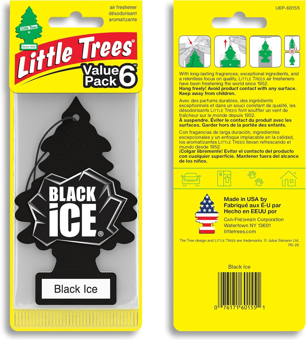 Transform Your Space with Little Trees Black Ice Air Freshener - Long Lasting Scent for Home and Auto - 24 Pack