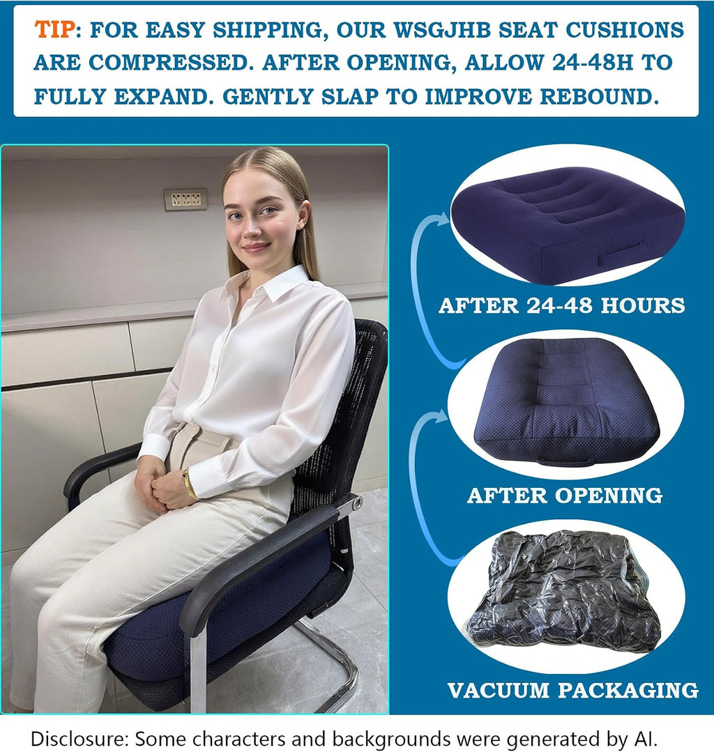 Office Chair Cushion Pillow Adult Car Booster Seat Cushions | Seat Cushions for Short People Effectively Increase Field of View Lower Back Fatigue Relief, for Home Anti-Slip 18X18X4.7"