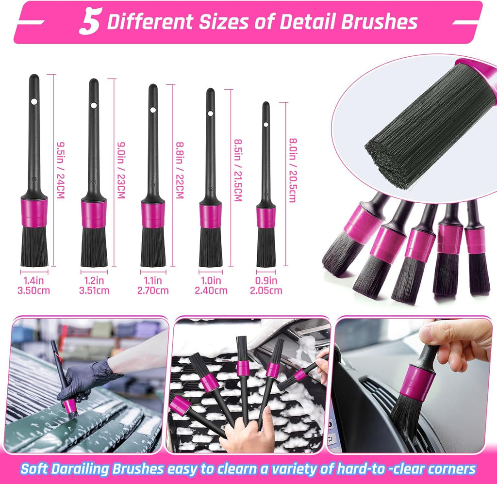 38PCS Car Detailing Kit Interior Cleaner with High Power Handheld Vacuum, Car Wash Kit with Detailing Brush Set,Car Interior Detailing Kit,,Pink Car Accessories for Motorcycle,Cars,Gift for Women